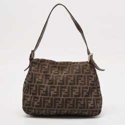 Pre Owned Fendi Tobacco Zucca Canvas and Leather Mama Baguette Bag