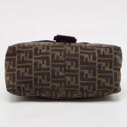 Pre Owned Fendi Tobacco Zucca Canvas and Leather Mama Baguette Bag