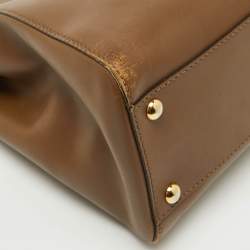 Fendi Brown Leather Medium Peekaboo Top Handle Bag