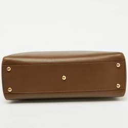 Fendi Brown Leather Medium Peekaboo Top Handle Bag