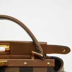Fendi Brown Leather Medium Peekaboo Top Handle Bag