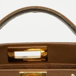 Fendi Brown Leather Medium Peekaboo Top Handle Bag