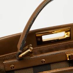 Fendi Brown Leather Medium Peekaboo Top Handle Bag