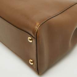 Fendi Brown Leather Medium Peekaboo Top Handle Bag