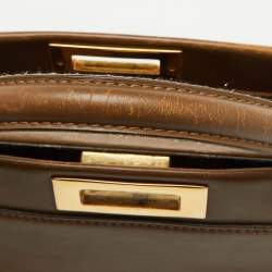 Fendi Brown Leather Medium Peekaboo Top Handle Bag