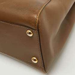 Fendi Brown Leather Medium Peekaboo Top Handle Bag