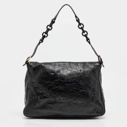 Pre Owned حقيبة كتف فندي ماما باغويت جلد لامع أسود مجعد