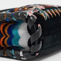 Pre Owned Fendi Multicolor Velvet and Leather Micro Whipstitched Peekaboo Top Handle Bag