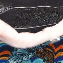 Pre Owned Fendi Multicolor Velvet and Leather Micro Whipstitched Peekaboo Top Handle Bag