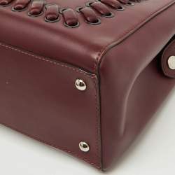 Fendi Burgundy Leather Whipstitch Dotcom Top Handle Bag