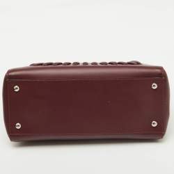 Fendi Burgundy Leather Whipstitch Dotcom Top Handle Bag