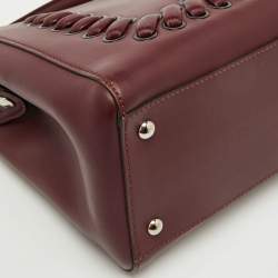 Fendi Burgundy Leather Whipstitch Dotcom Top Handle Bag