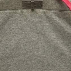 Pre Owned Fendi Grey/Pink Jersey and Leather Large Limited Edition Peekaboo Top Handle Bag