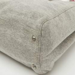 Pre Owned Fendi Grey/Pink Jersey and Leather Large Limited Edition Peekaboo Top Handle Bag