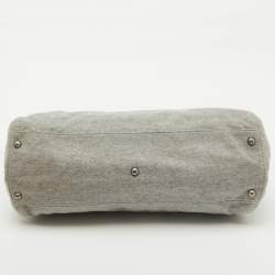 Pre Owned Fendi Grey/Pink Jersey and Leather Large Limited Edition Peekaboo Top Handle Bag