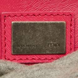 Pre Owned Fendi Grey/Pink Jersey and Leather Large Limited Edition Peekaboo Top Handle Bag