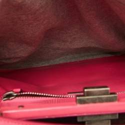 Pre Owned Fendi Grey/Pink Jersey and Leather Large Limited Edition Peekaboo Top Handle Bag