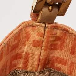 Pre Owned Fendi Orange Zuchinno Coated Fabric Micro Croissant Hobo