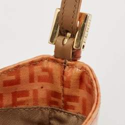 Pre Owned Fendi Orange Zuchinno Coated Fabric Micro Croissant Hobo