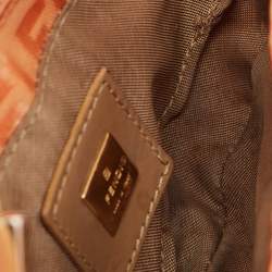 Pre Owned Fendi Orange Zuchinno Coated Fabric Micro Croissant Hobo