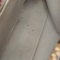 Pre Owned Fendi Beige/Black Python Mini Embellished Peekaboo Top Handle Bag