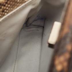 Pre Owned Fendi Beige/Black Python Mini Embellished Peekaboo Top Handle Bag