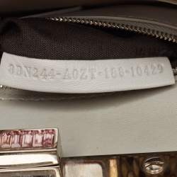 Pre Owned Fendi Beige/Black Python Mini Embellished Peekaboo Top Handle Bag