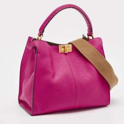 Fendi Pink/Brown Leather Medium Peekaboo X-Lite Top Handle Bag