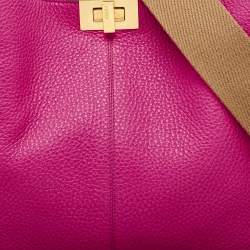 Fendi Pink/Brown Leather Medium Peekaboo X-Lite Top Handle Bag