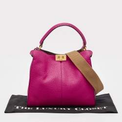 Fendi Pink/Brown Leather Medium Peekaboo X-Lite Top Handle Bag