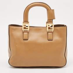 Pre Owned Fendi Brown Leather Small FF Glacier Tote