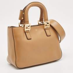 Pre Owned Fendi Brown Leather Small FF Glacier Tote