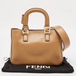 Pre Owned Fendi Brown Leather Small FF Glacier Tote
