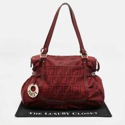 Fendi Red Zucca Canvas and Leather Chef Shoulder Bag