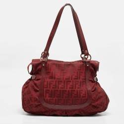 Fendi Red Zucca Canvas and Leather Chef Shoulder Bag