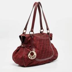 Fendi Red Zucca Canvas and Leather Chef Shoulder Bag