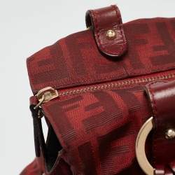 Fendi Red Zucca Canvas and Leather Chef Shoulder Bag