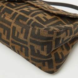 Fendi Tobacco Zucca Canvas and Leather Flap Baguette Bag