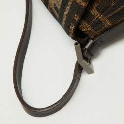 Fendi Tobacco Zucca Canvas and Leather Flap Baguette Bag