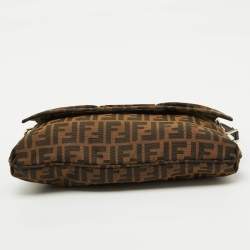 Pre Owned Fendi Brown Zucca Canvas Mia Flap Shoulder Bag