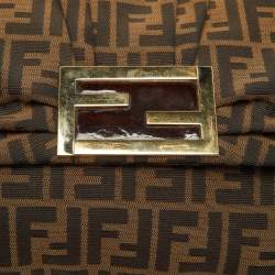 Pre Owned Fendi Brown Zucca Canvas Mia Flap Shoulder Bag