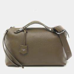 Fendi Khaki Leather By The Way Selleria Large Handbag