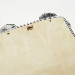 Fendi Beige/Silver Raffia and Patent Leather B Shoulder Bag