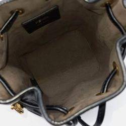Pre Owned Fendi Black Leather Montresor Mini Bucket Bag