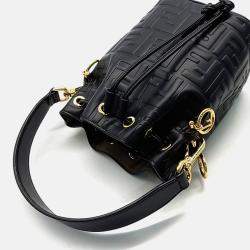 Pre Owned Fendi Black Leather Montresor Mini Bucket Bag