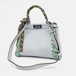 Fendi Blue Leather Peekaboo Regular Bag