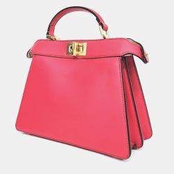 Pre Owned Fendi Pink Leather Peekaboo I See U Small Bag
