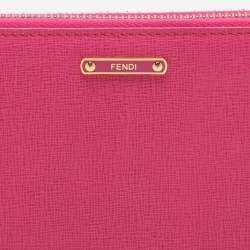 Fendi Pink Leather Elite Zip Around Wallet