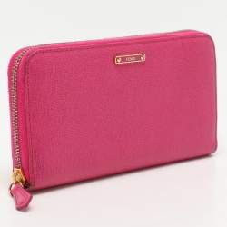 Fendi Pink Leather Elite Zip Around Wallet