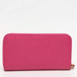Fendi Pink Leather Elite Zip Around Wallet